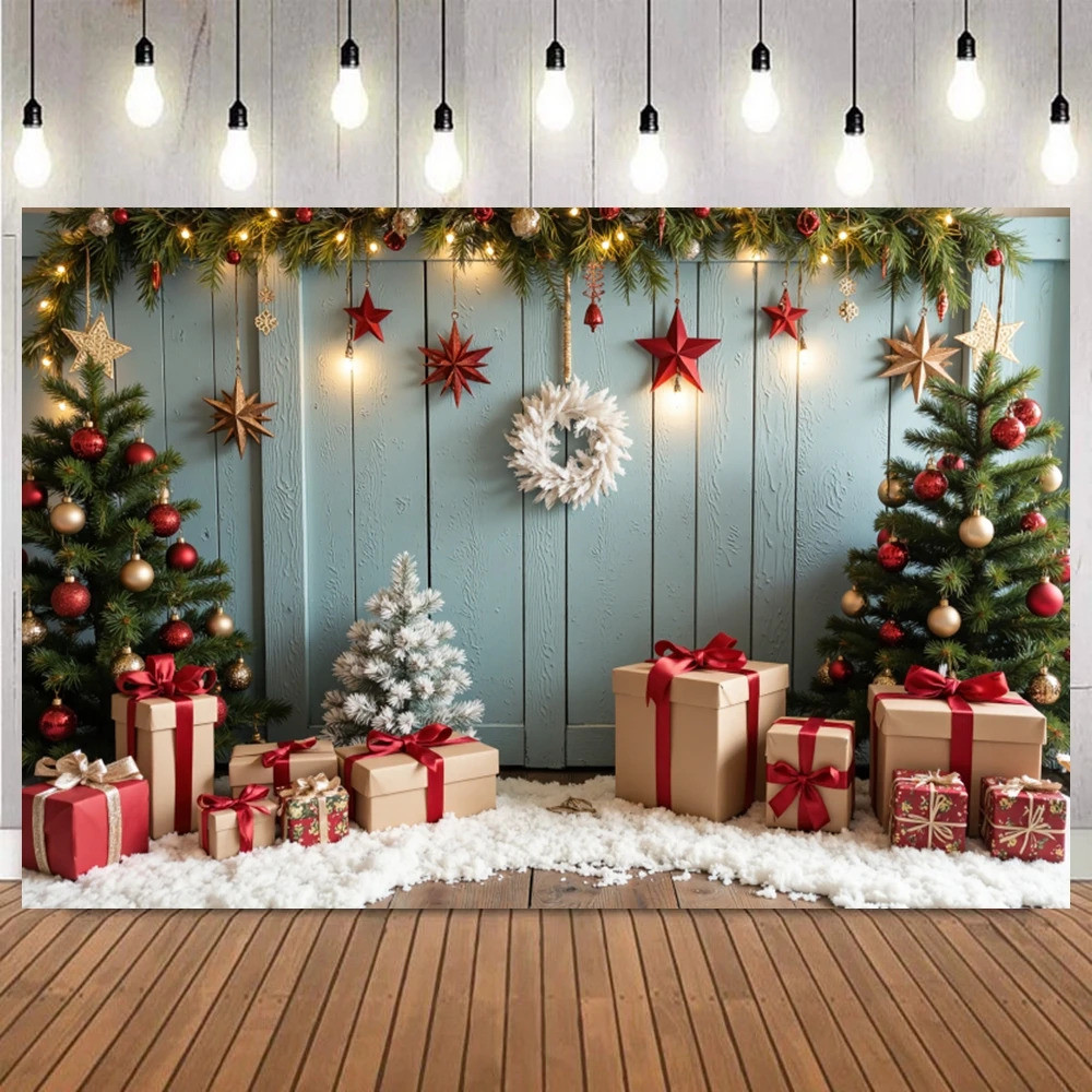 Merry Christmas Backdrops Garland Bell Gifts Photography Background ...