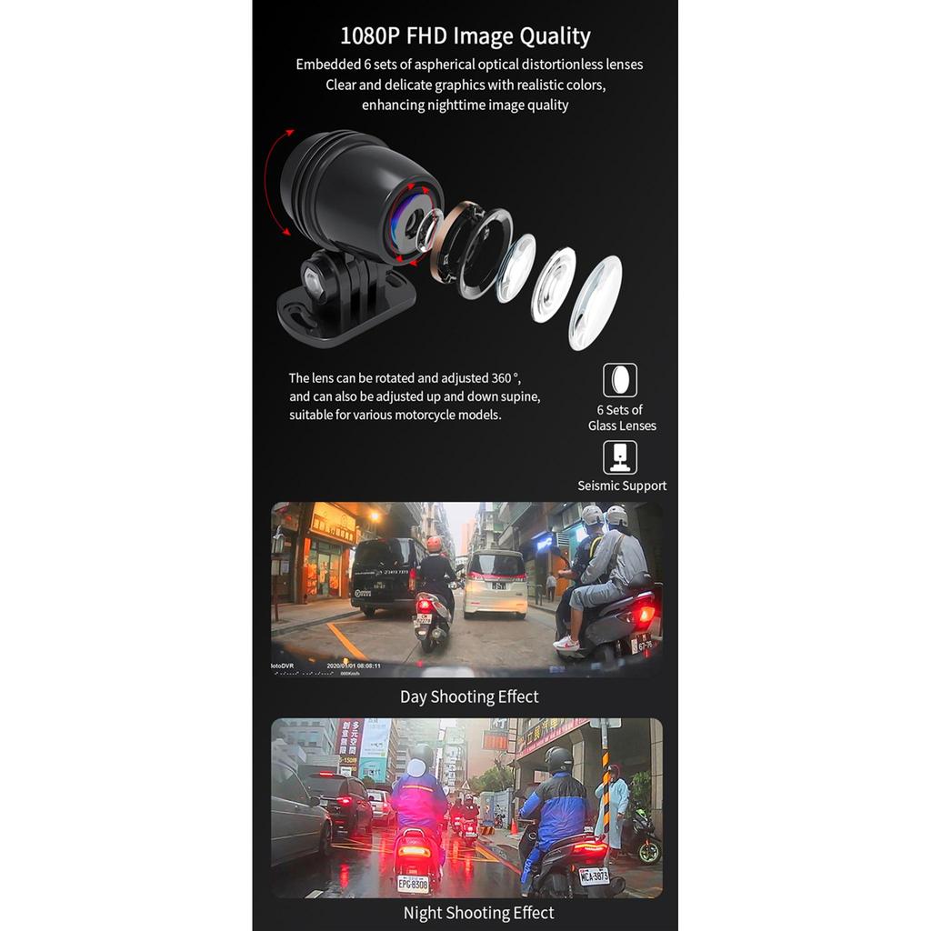 Dual 1080P Motorcycle DVR Full Body Waterproof Moto Camera WiFi GPS ...
