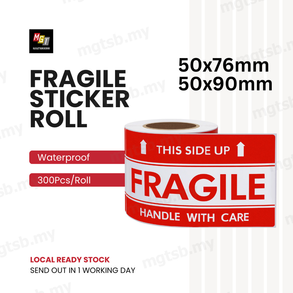 300pcs Fragile Sticker Roll 90X50mm 50x76mm | Shopee Malaysia