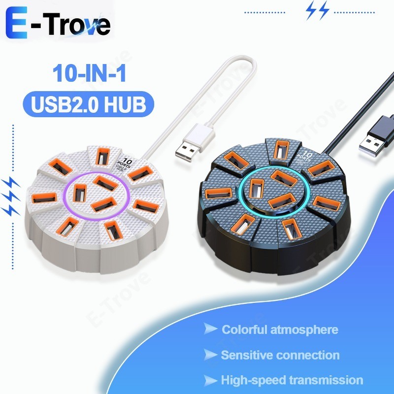 USB 2.0 Extender Hub Multifunctional 10 Port High-speed Transmission ...