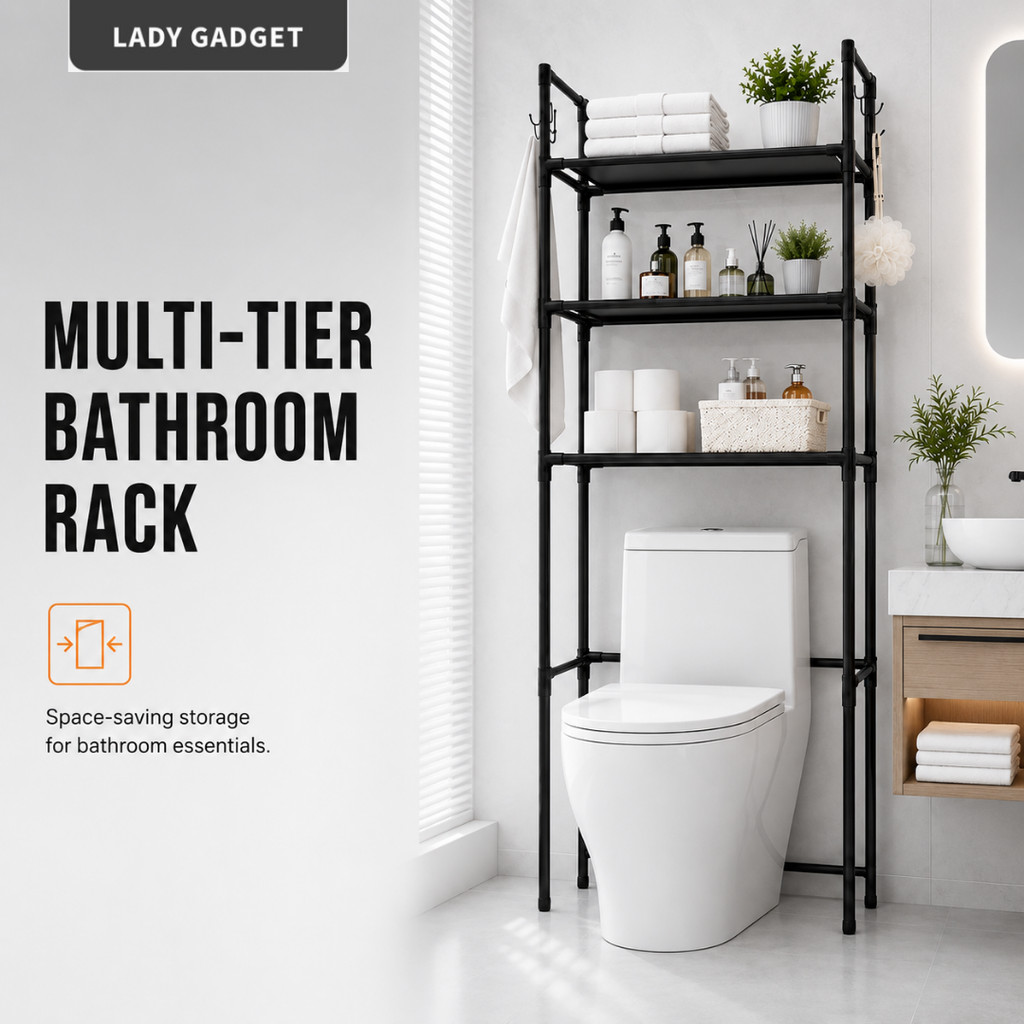 3-Tier Over Toilet Storage Rack Freestanding Bathroom Organizer Shelf ...