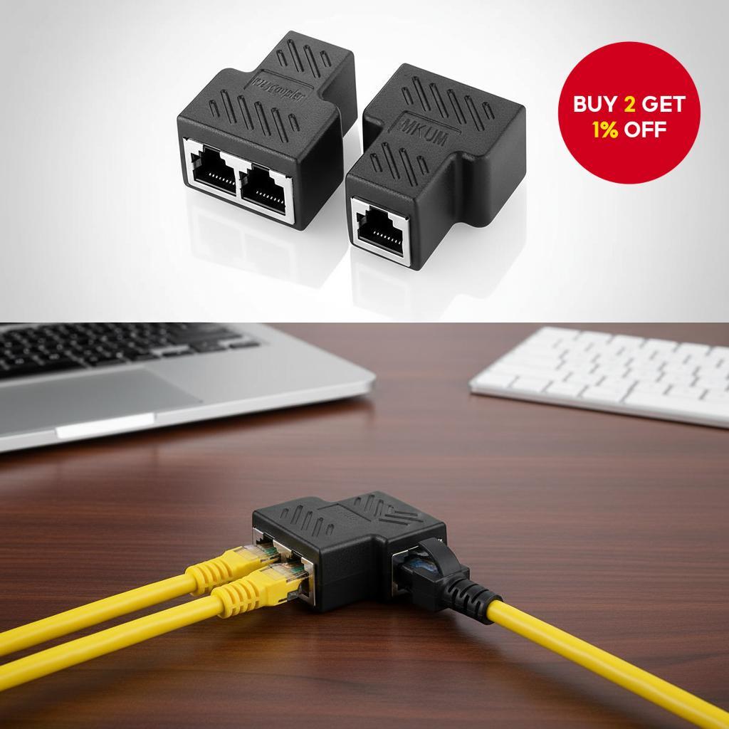 High-Quality RJ45 Ethernet Splitter 1 to 2 Ports, Ideal for Expanding ...