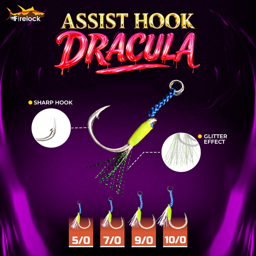 FIRELOCK DRACULA JIGGING SINGLE ASSIST GLOW IN THE DARKHOOK MATERIAL ...