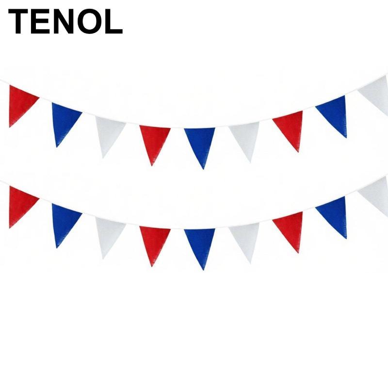 [TENOL] Rustic Linen Triangle Bunting Gradient Color Flag Banner for ...