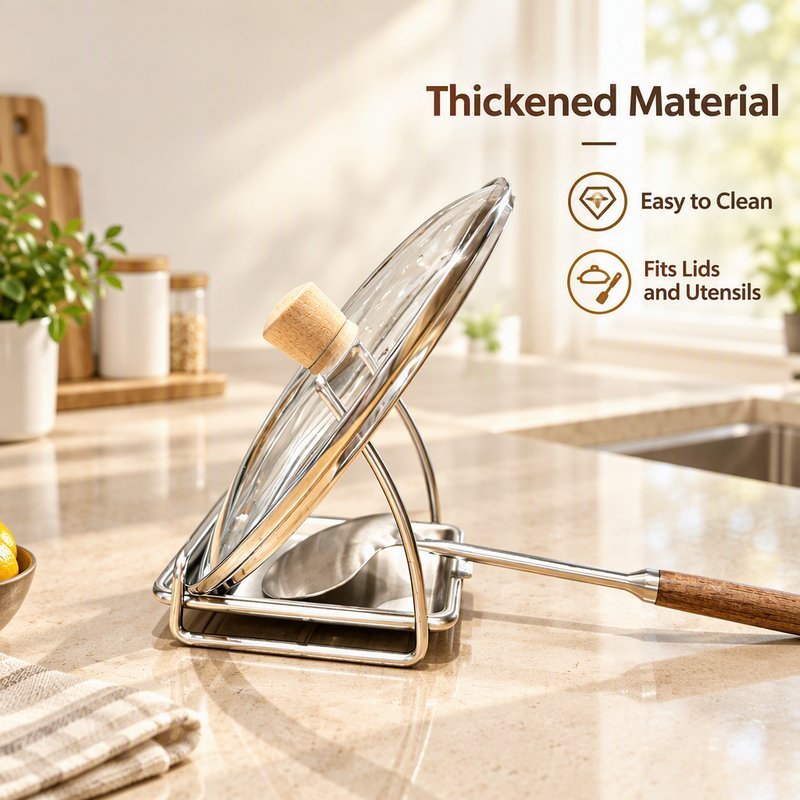 Pot Lid Holder Stainless Steel Cutting Board Stand Spoon Spatula ...