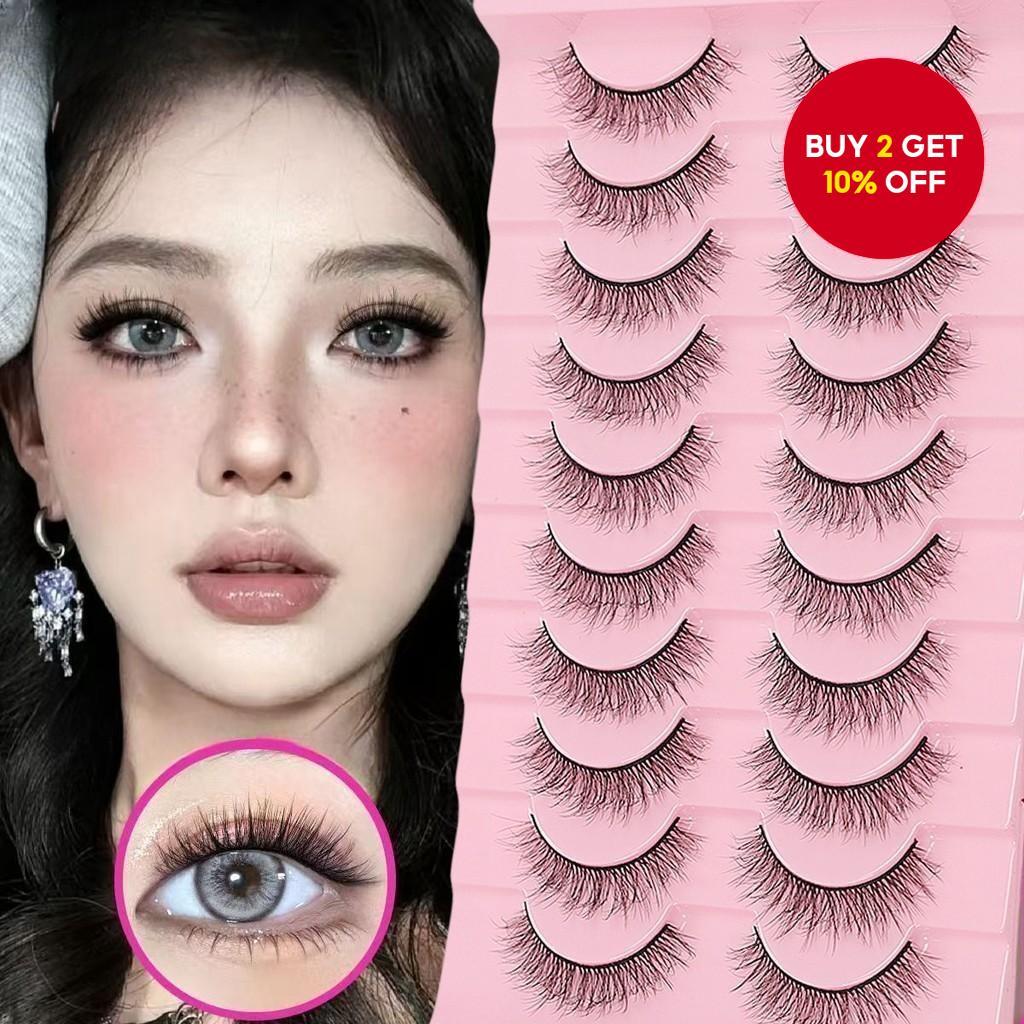 Luxurious Fluffy False Eyelashes Set – 10 Pairs With 5D Cat-Eye Effect ...