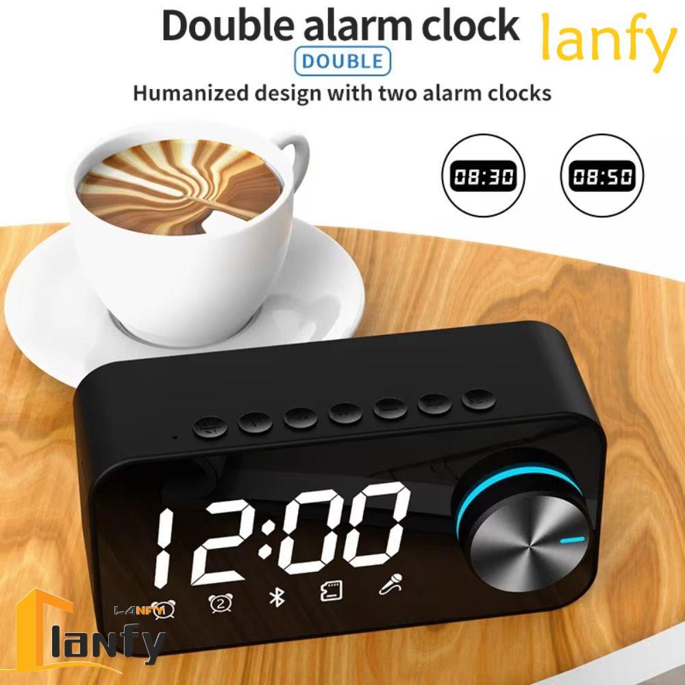 LANFY Bluetooth Speaker Wireless with Thermometer Alarm Clock LED HiFi ...