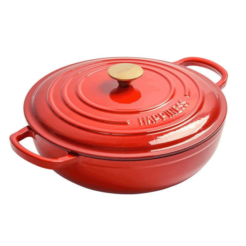 30cm Enameled Cast Iron Dutch Oven with Loop Handle 5L Saucepan Heavy ...
