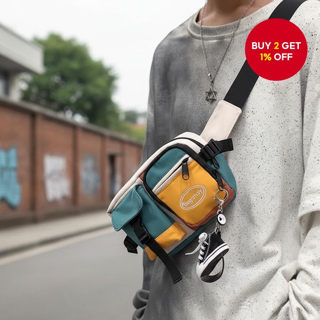 Men's ins Style Crossbody Bag Shoulder Waist Bag Japanese Trendy Hip ...