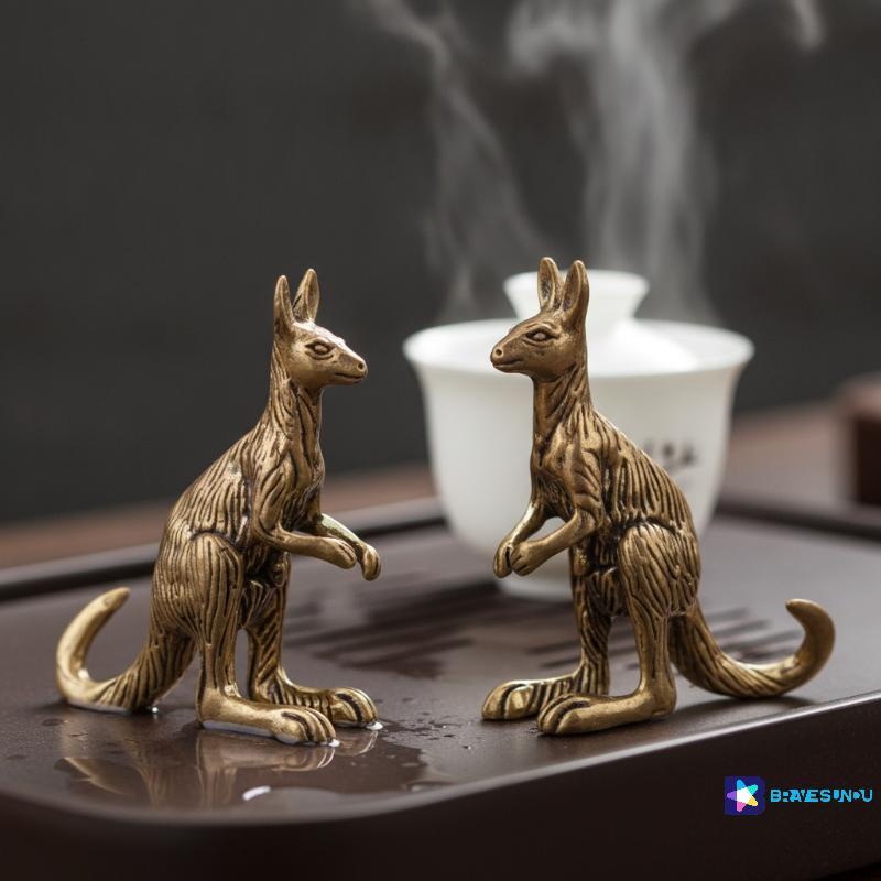 [BraveSundu] Brass Kangaroo Decor Figurine Exquisite Retro Carved ...