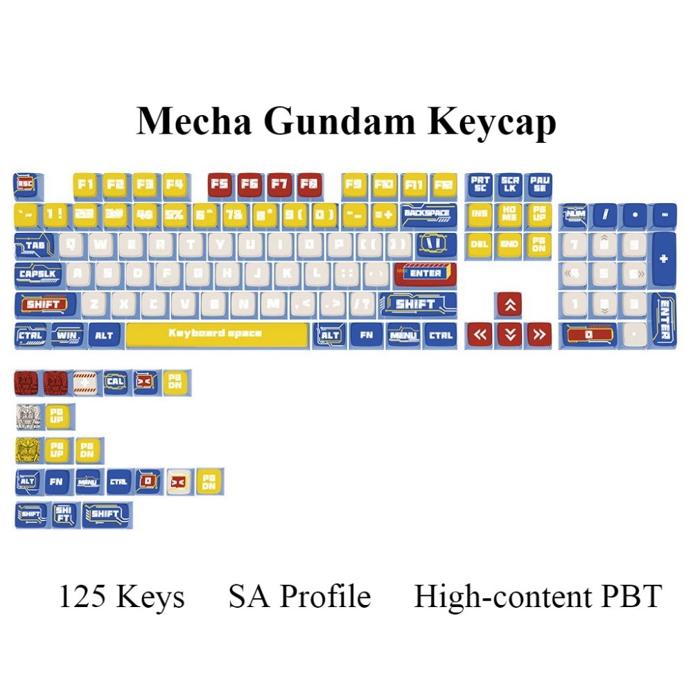 Mecha Gundam Keycaps 125 Keys SA Profile PBT Wooting Aula F75 RK100 ...