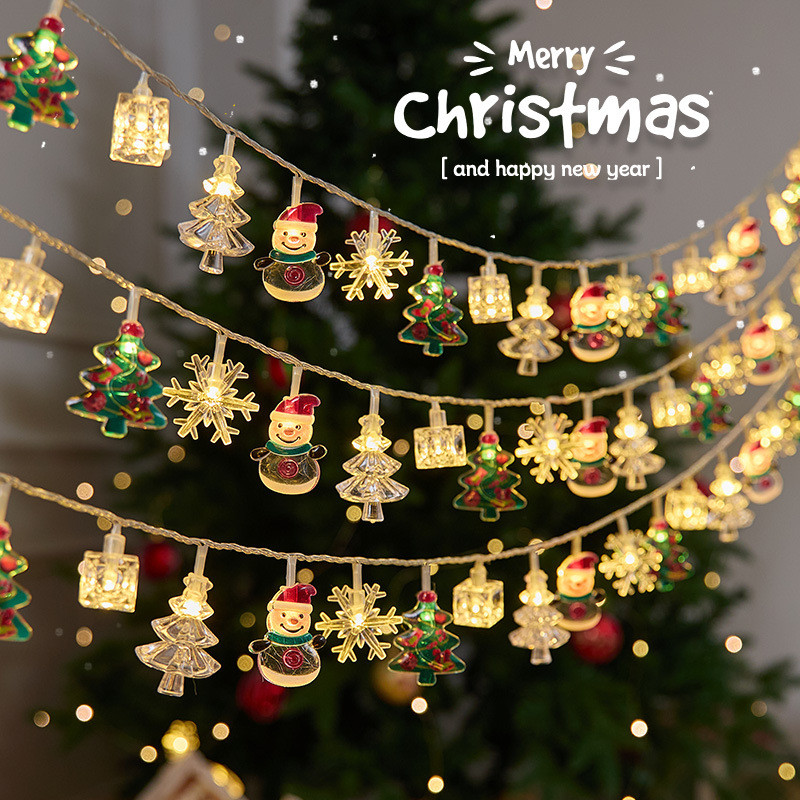 Outdoor Christmas LED String Lights Santa Claus & Snowman & Snowflake ...