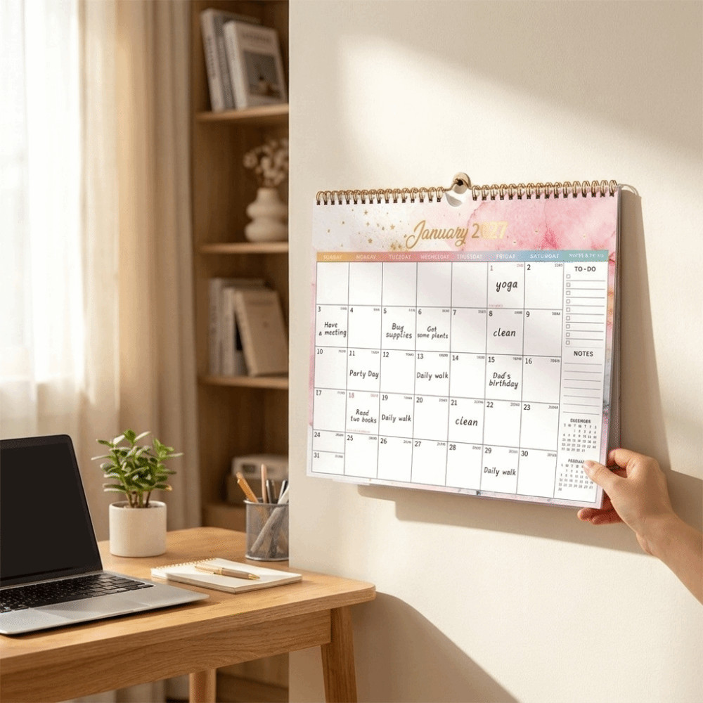 LANFY Hanging Calendar, with Large Grid 12 Months 2027 Wall Calendar ...