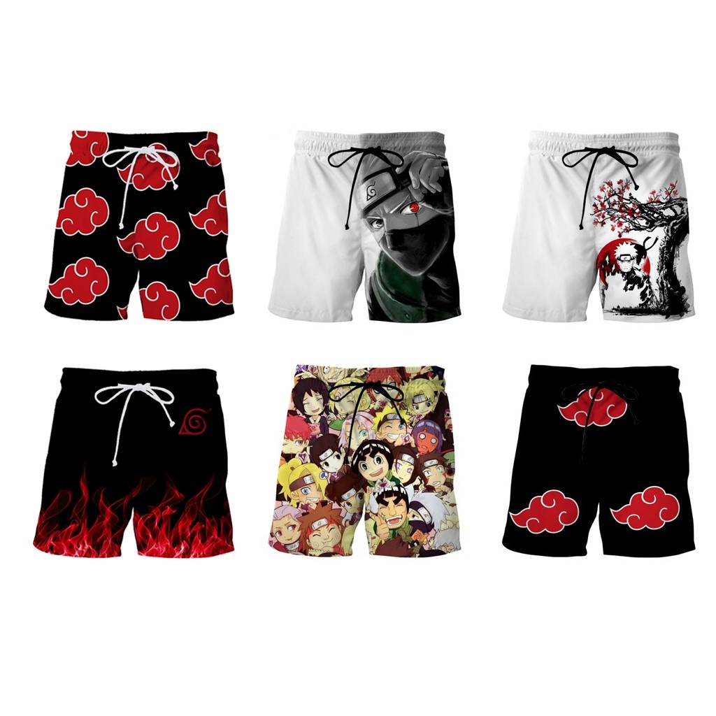 Men Anime Naruto 3D Printed Beach Board Shorts Trunks Summer Short ...