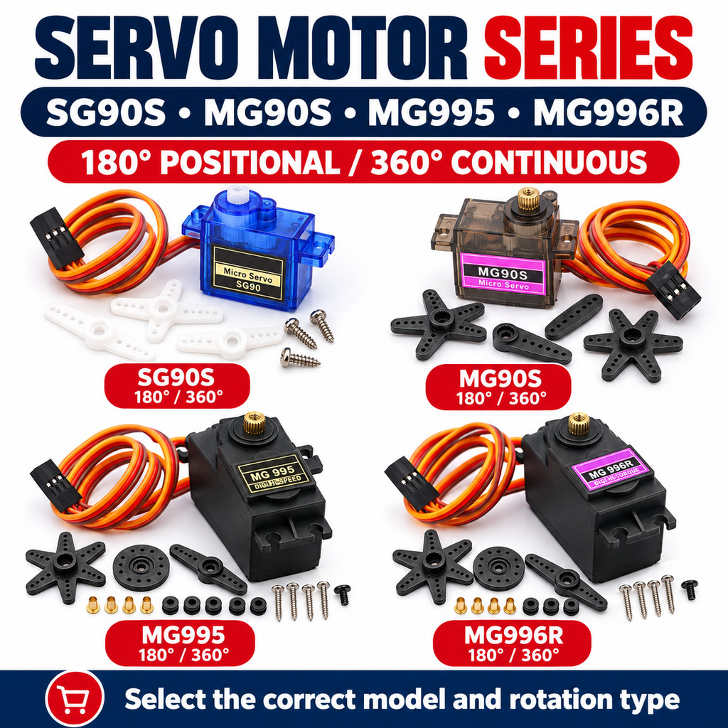 SG90S MG90S MG995 MG996R Servo Motor 180 Degree 360 Continuous Rotation ...