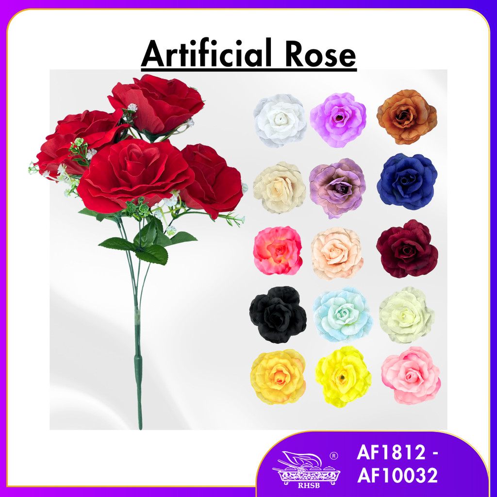 5 HEADS ARTIFICIAL ROSE/ HAND BOUQUET/ BUNGA ROSE/ BUNGA HIASAN/ BUNGA ...