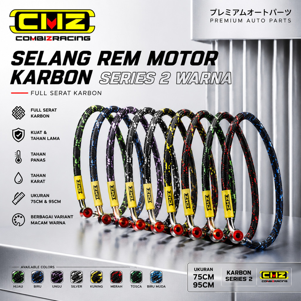 [CMZ Racing] Carbon Series Motorcycle Brake Hose – 75CM & 95CM | Black ...
