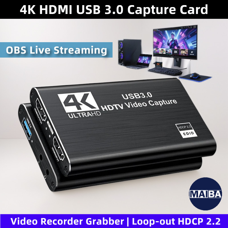 4K HDMI USB 3.0 Audio Video Capture Card 1080P 60Hz Video Recorder ...
