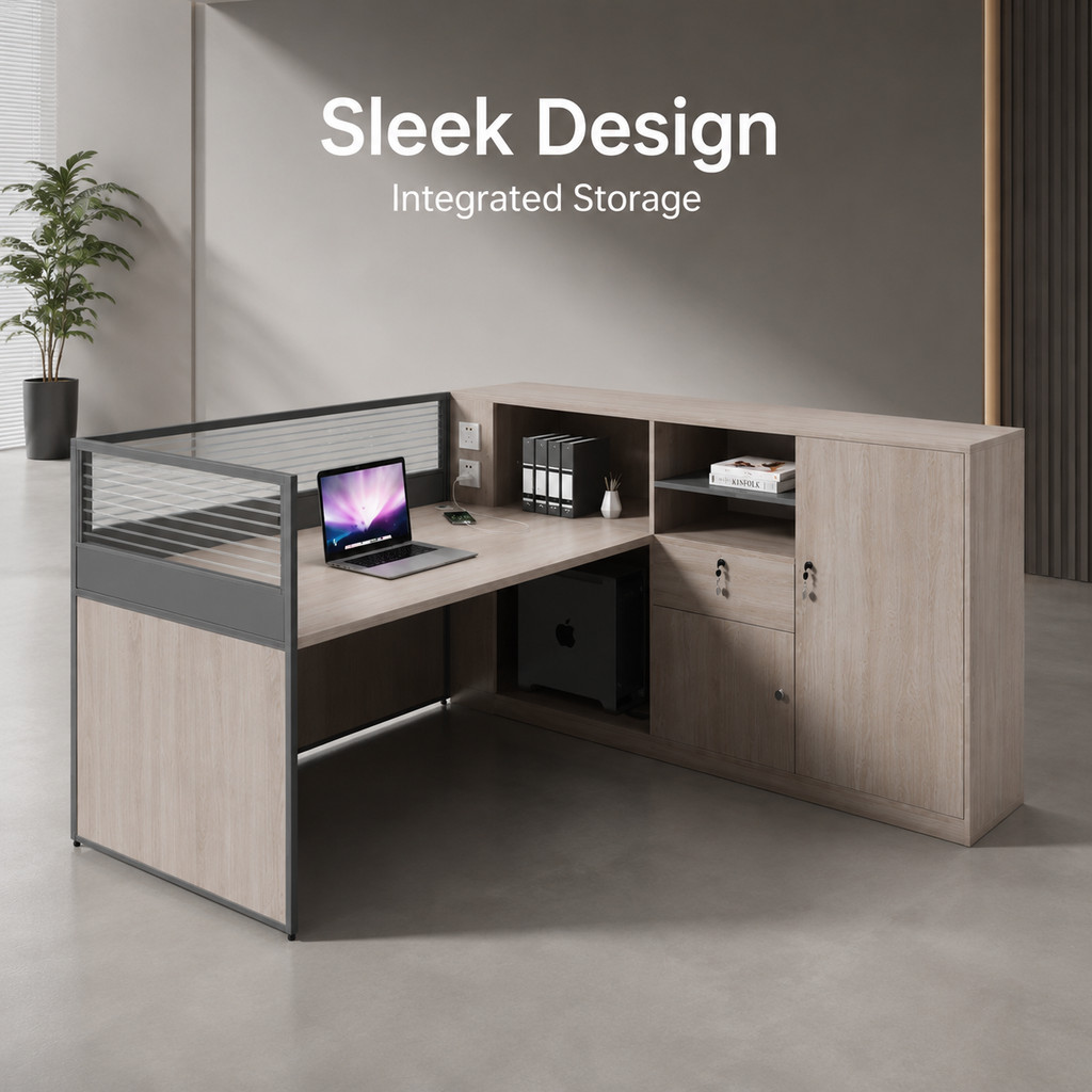 Modern Modular Office Workstation Staff Desk with Integrated Storage ...