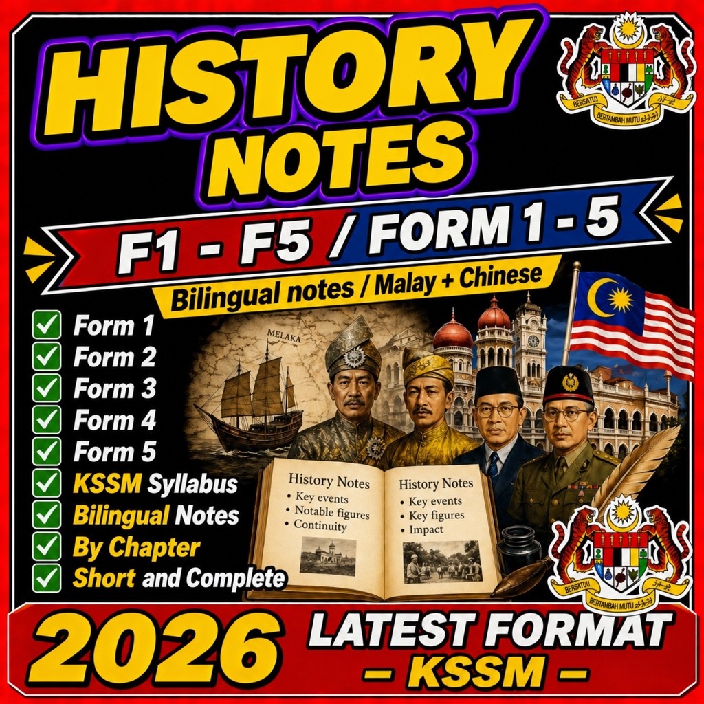 HISTORY F1-F5 KSSM 2026 Malay + Chinese Bilingual Translation Notes ...