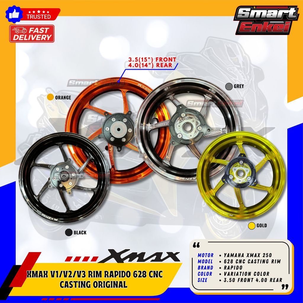 XMAX V1/V2/V3 RIM RAPIDO 628 CNC CASTING ORIGINAL | Shopee Malaysia