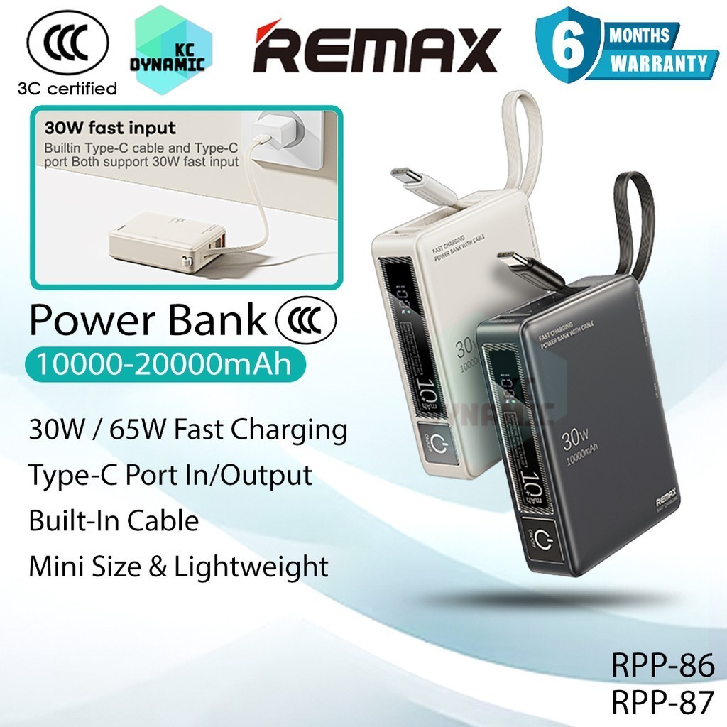 【3C Certified】Remax RPP-86 10000mAh Powerbank 30W Fast Charging Power ...