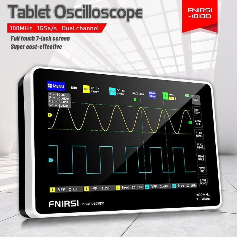 FNIRSI-1013D Digital Tablet Oscilloscope Dual Channel 100M Bandwidth ...