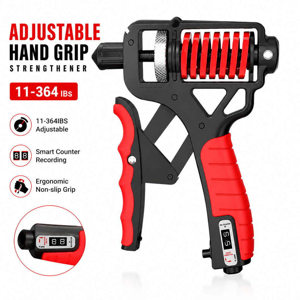 Pro-Grade Twin-Spring Adjustable Resistance Hand Grip Strengthener 0 ...