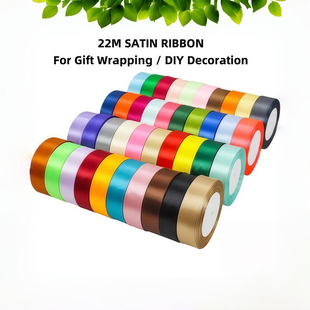 2.5cm (22M) Satin Ribbon Reben Riben Flower Ribbon Bunga Hadiah ...