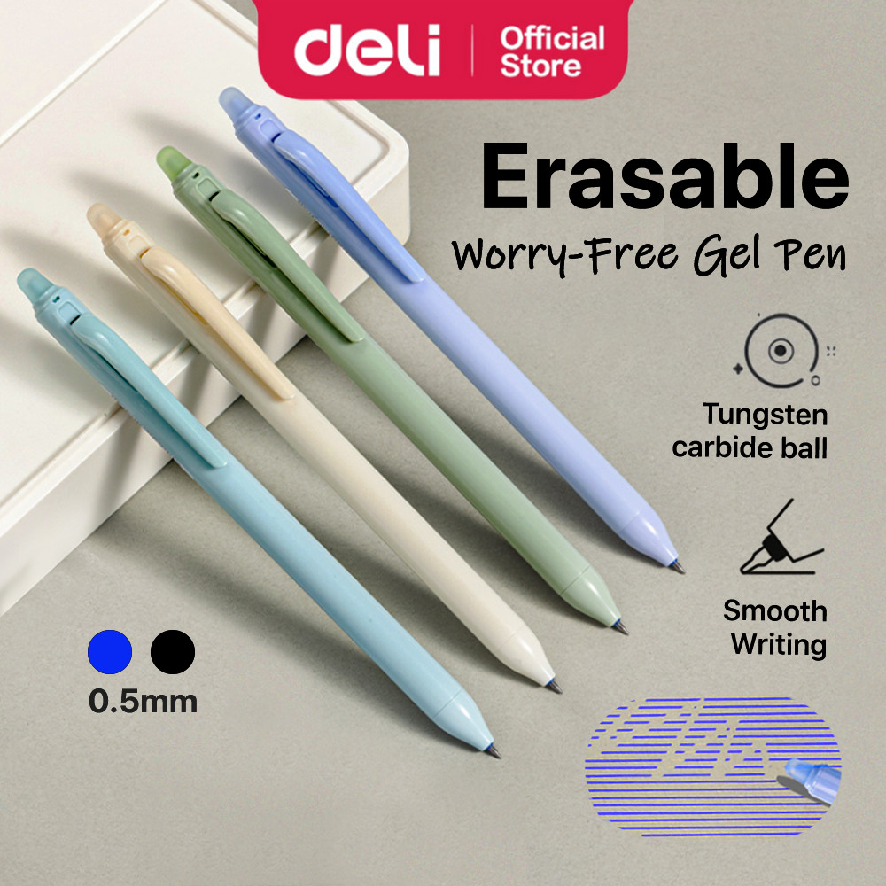 Deli Erasable Gel Pen 0.5mm Smooth Writing Clean Note for Student ...