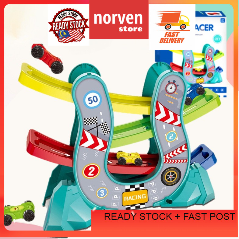 Toys Baby Early Learning Ramp Racer with 4 Cars Ladder Sliding Slide ...