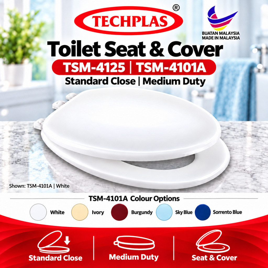 [ TECHPLAS ] (TSM-4125/TSM-4101A) Plastic Toilet Seat & Cover ...