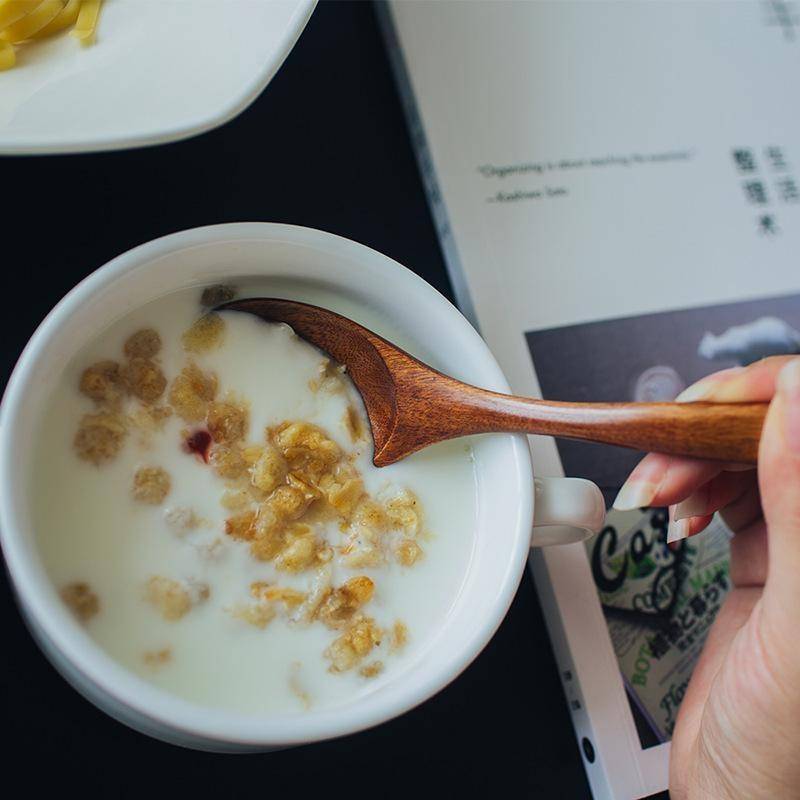 [color] Handmade Wooden Spoon Heat Resistant Non-toxic Coffee Dessert ...