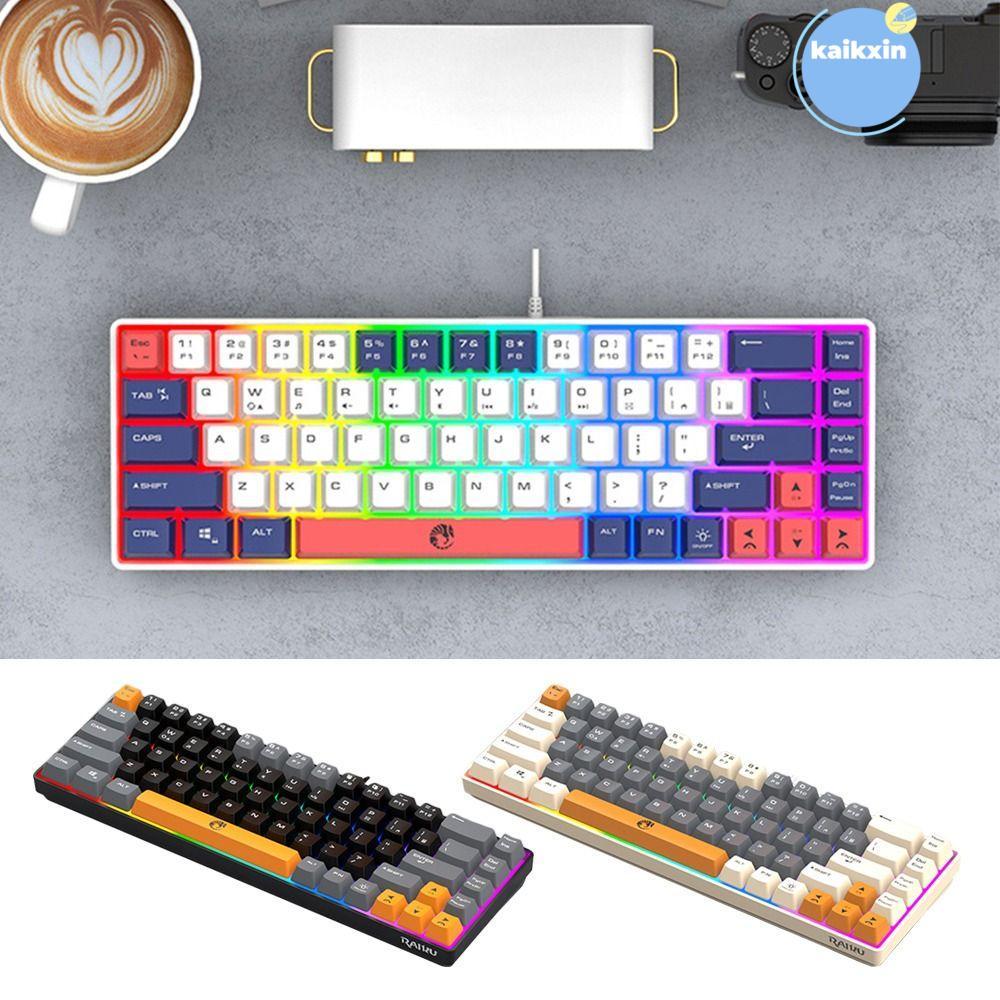 KAIKXIN RAIKU K68 Keyboard, Blue Switch 68 Keys Gaming Mechanical ...