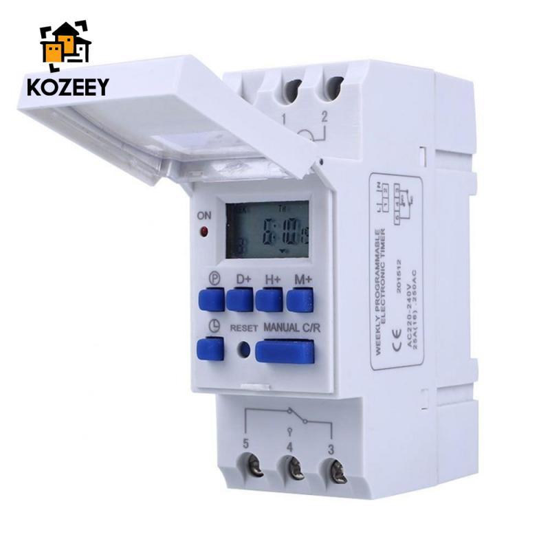 KOZEEY AC 220V 16A Din Rail Weekly LCD Programmable Timer Switch Time ...