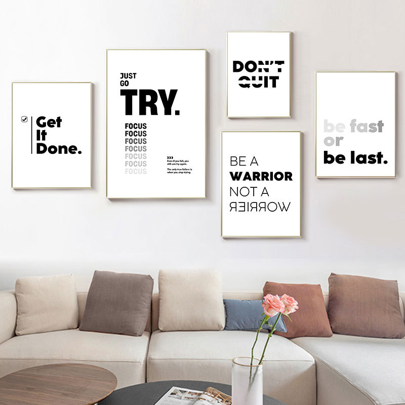 Minimalist Motivational Quotes Canvas Art Poster Prints Modern Black ...