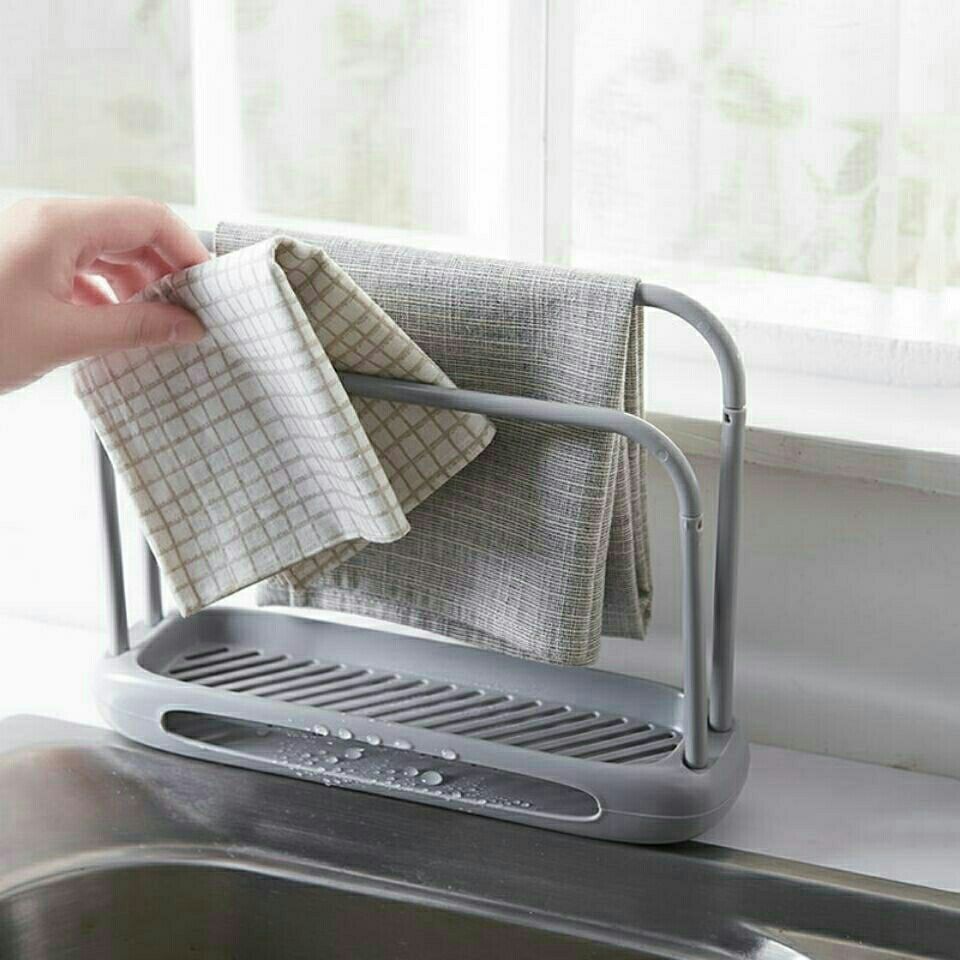 Kitchen Rag Rack Double-Layer Dishwashing Scouring Pad Drain Rack Sink ...