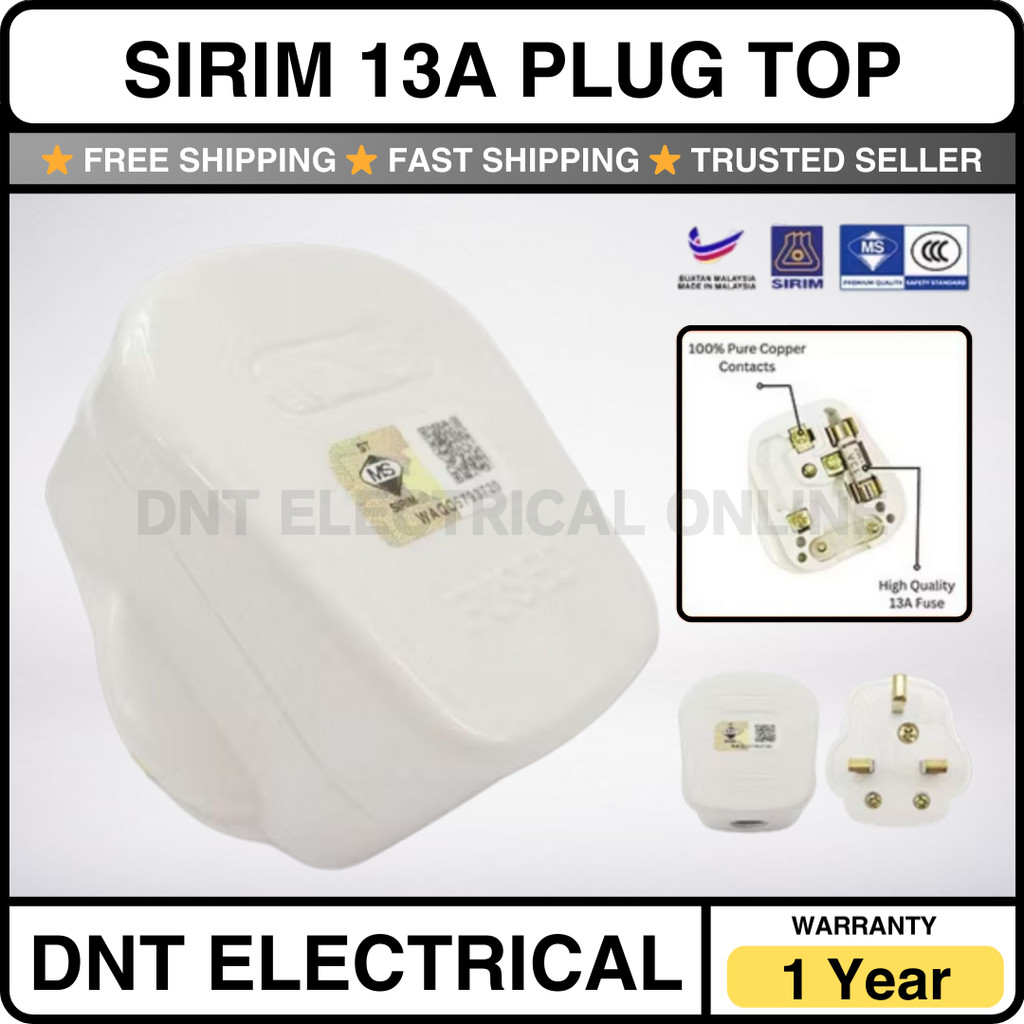 SIRIM 13A 3pin Plug Top UK Plugtop Extension Plug Heavy Duty Bakelite ...