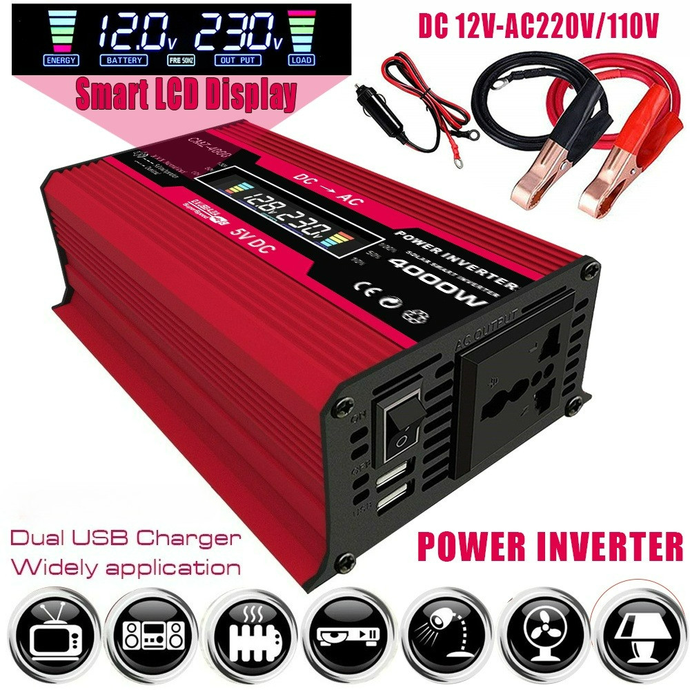 600W Car Power Inverter Modified Sine Wave DC 12V to AC 220V/110V with ...