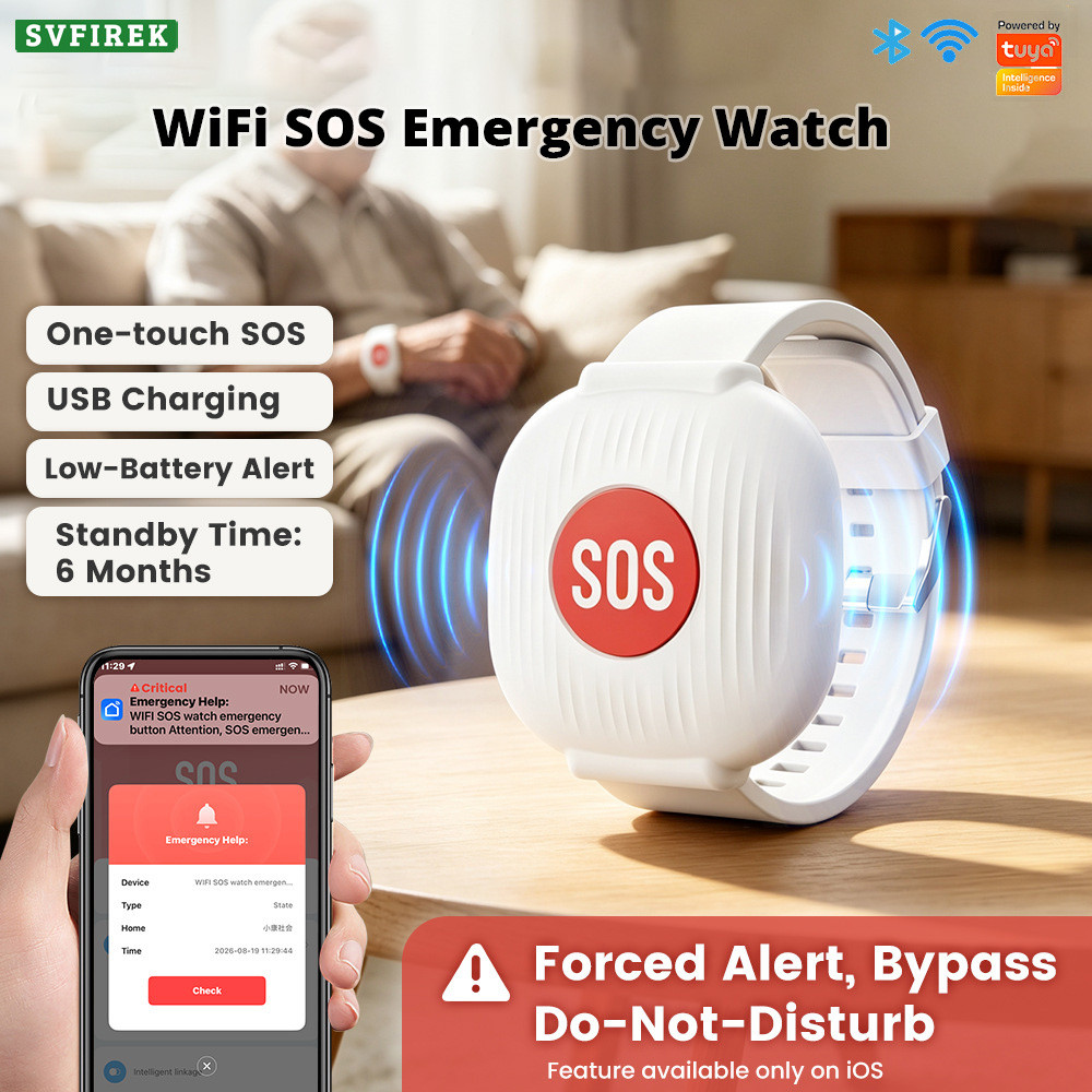 IP65 Waterproof Wearable SOS Panic Button Smart Home Emergency Alert ...