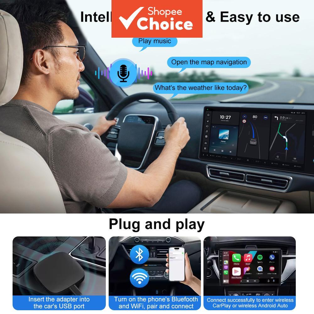 Wireless Carplay Android 13 AI Box, Plug & Play USB Auto Adapter ...
