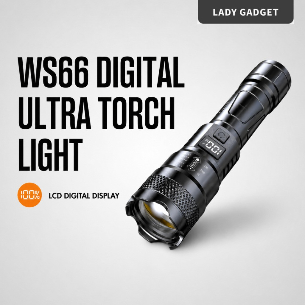 Digital LED Ultra Powerful Flashlight Waterproof Lamp USB Rechargeable ...
