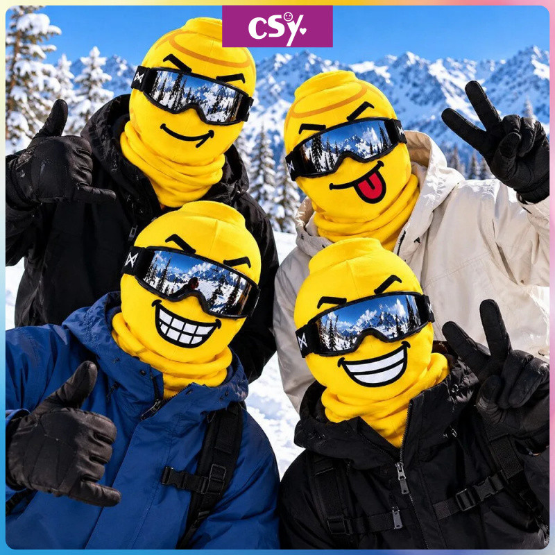 Funny Face Ski Mask 3D Emoji Balaclava Novelty Yellow Cartoon Face ...