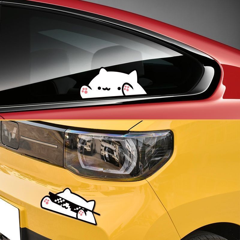 Car Sticker Cat Emoji Cute Cartoon Sticker Grilled Window Car Sticker ...