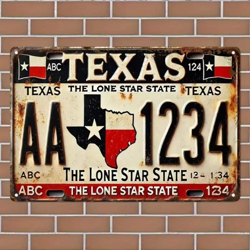 CIFbuy 2D Texas License Plate Floral Art Metal Tin Sign Rustic Vintage ...
