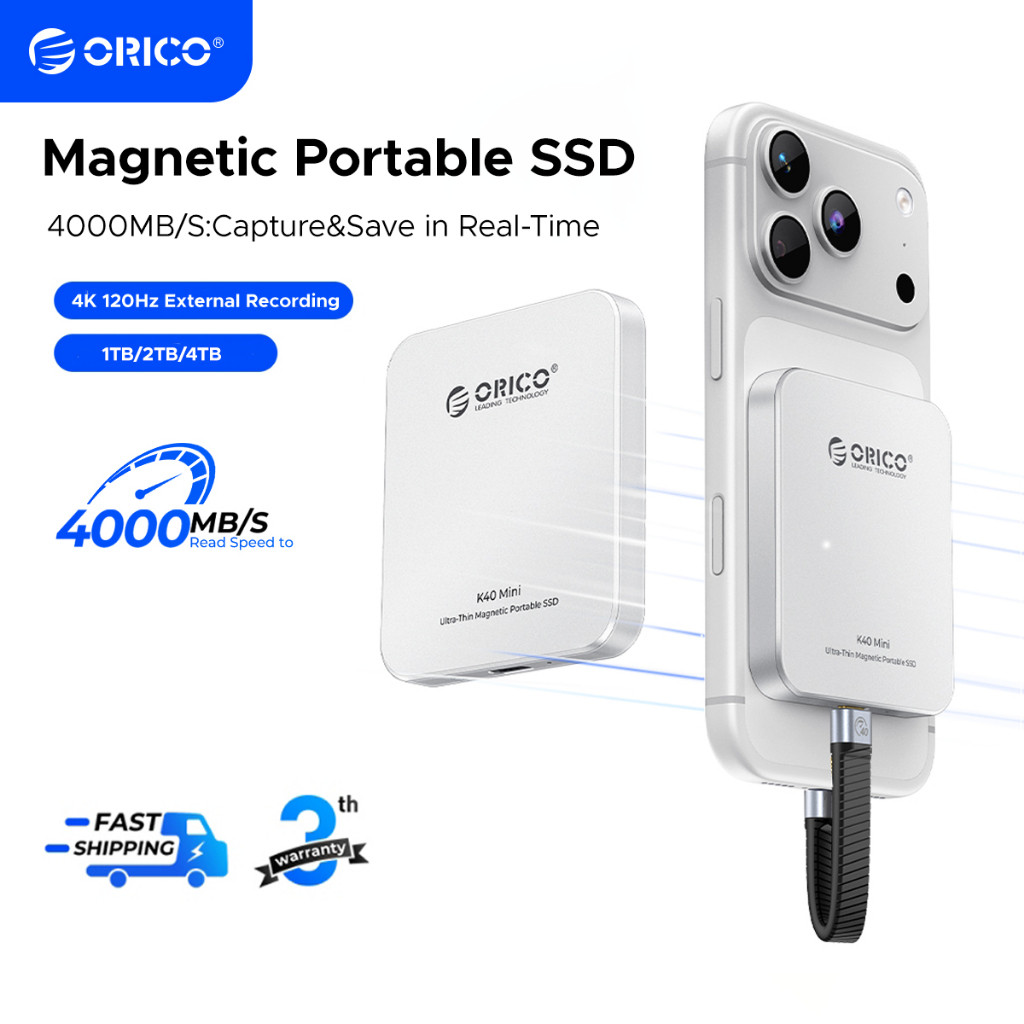 ORICO 1TB Magnetic Portable SSD 4000MB/s External Solid State Drive for ...