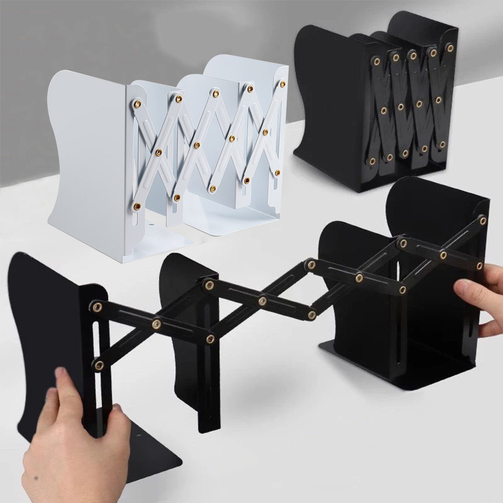 Expandable Bookend Metal Stand Adjustable Bookshelf Desk Organizer ...