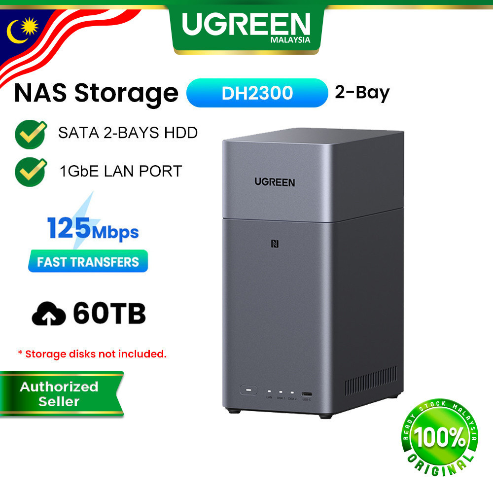 UGREEN NASync DH2300 60TB NAS Cloud Data File Storage Backup Diskless ...