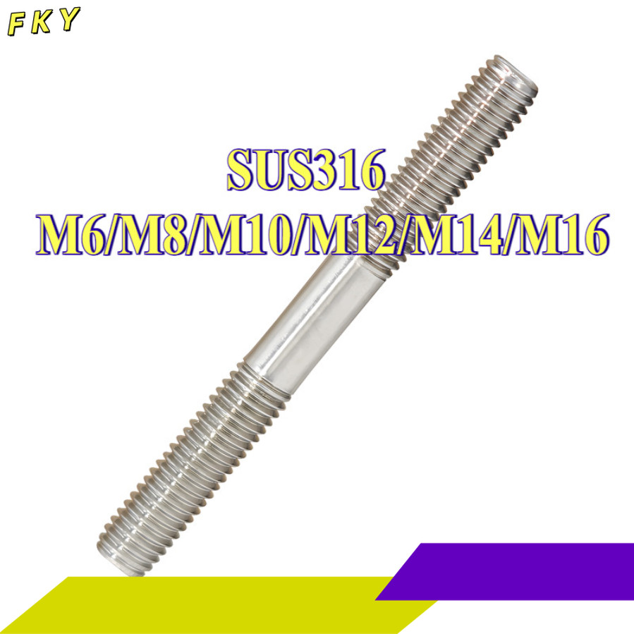 316 stainless steel double-ended screw rod, two-ended tooth headless ...