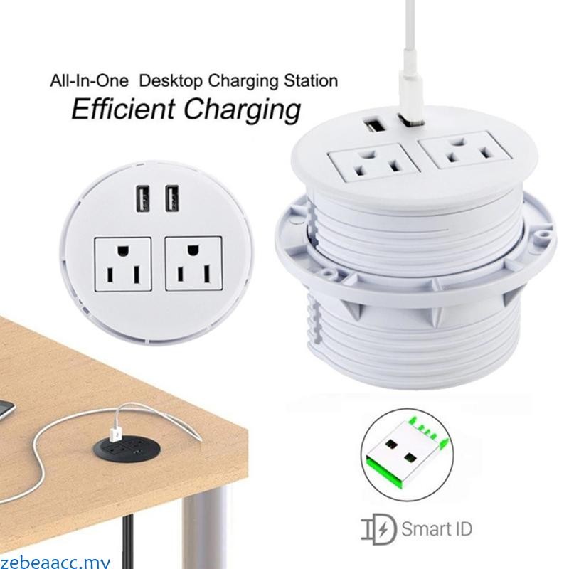 zebeaacc Desk Mount 2 Port Desktop Socket Easy Embedded Installation ...